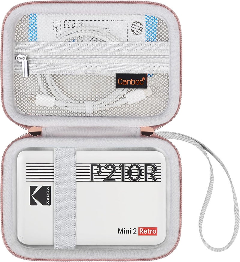 Canboc Carrying Case for KODAK Mini 2 Retro 4PASS Portable Photo Printer/KODAK Mini Shot 2 Retro 4PASS 2-in-1 Instant Digital Camera, Mesh Bag fits Photo Paper and Cable, White - Image 1